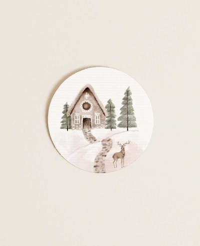 Stickers ronds paysage de Noël