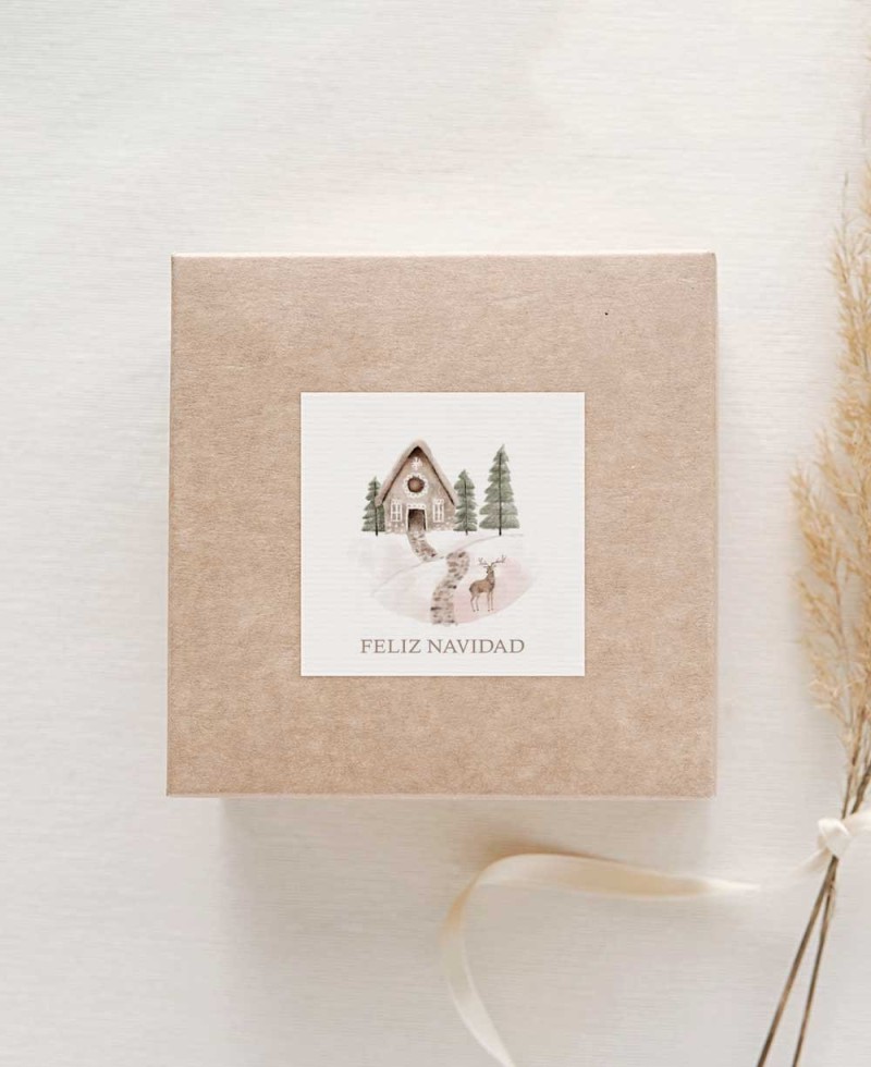 Classic and cute square Christmas sticker