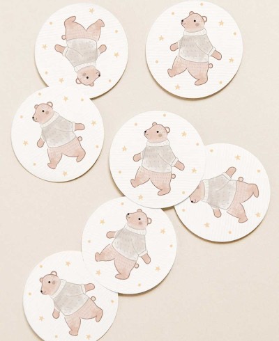 Kreisförmige Teddybär-Aufkleber für Weihnachtsgeschenke