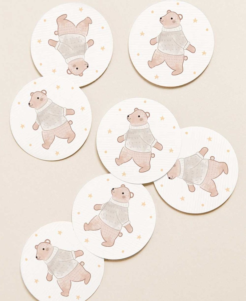 Kreisförmige Teddybär-Aufkleber für Weihnachtsgeschenke Kreisförmige Teddybär-Aufkleber für Weihnachtsgeschenke