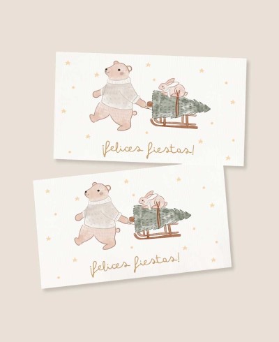 Autocollant rectangulaire pour les enfants de Noël