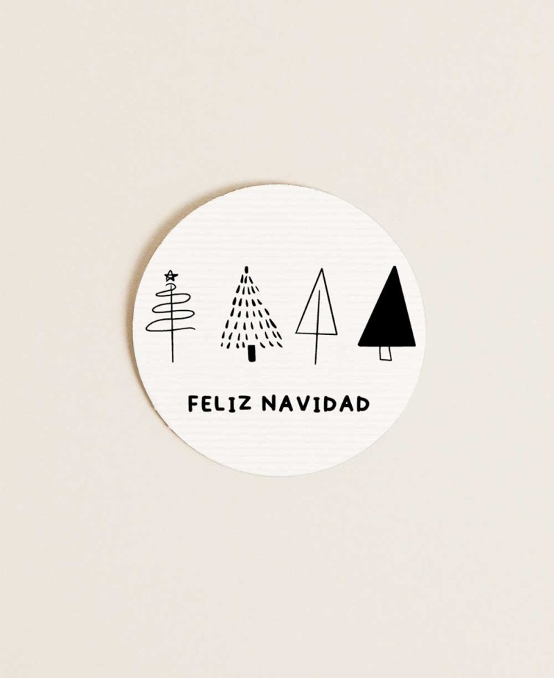 Pegatina redonda minimalista de Navidad Pegatina redonda minimalista de Navidad