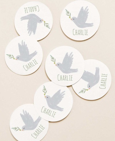 Round stickers for olive baptism details