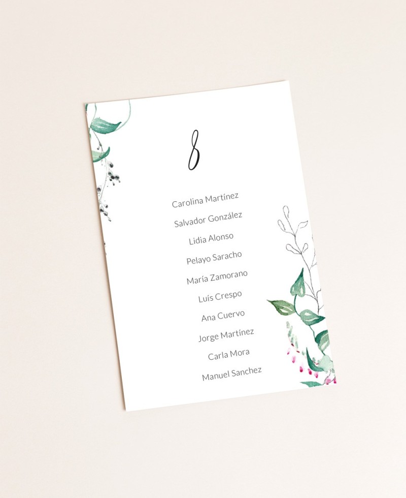 Sitzplan für Hochzeiten mit Efeu und Heidekraut