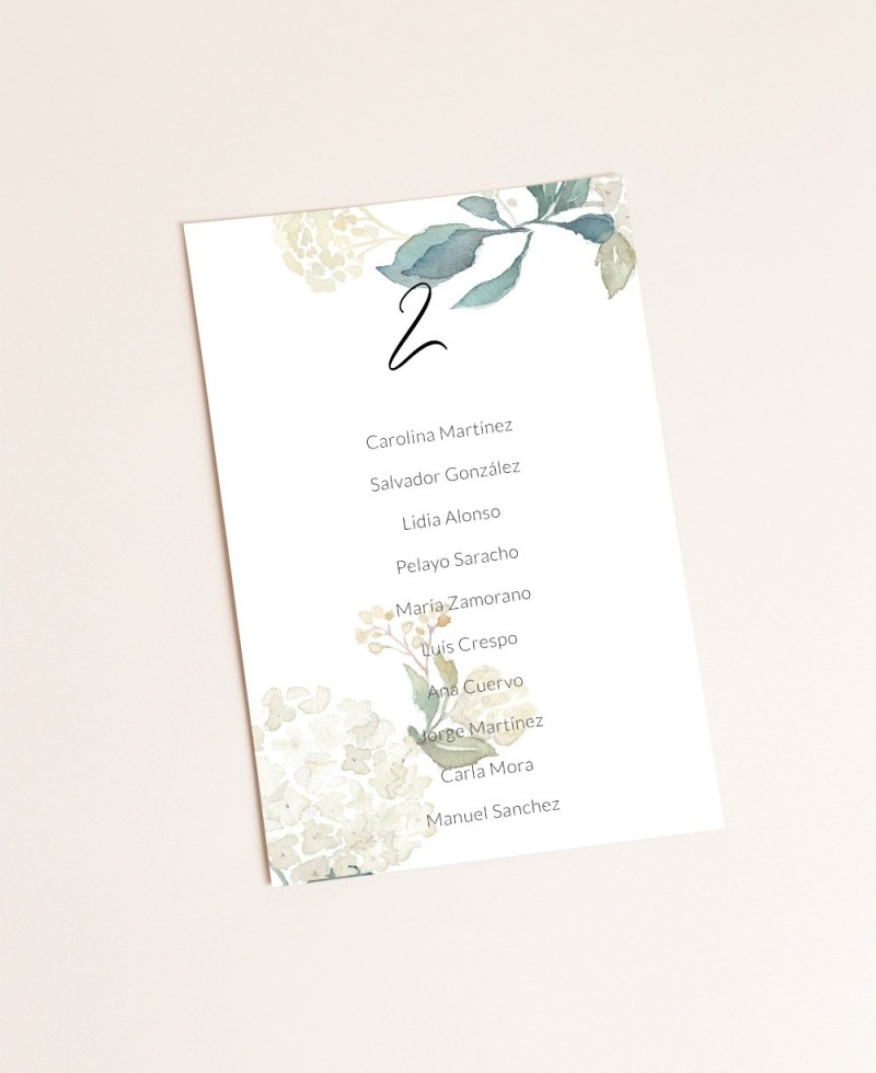 Seating plan white hydrangeas Seating plan white hydrangeas