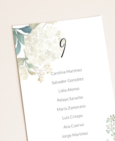 Zoom seating plan white hydrangeas