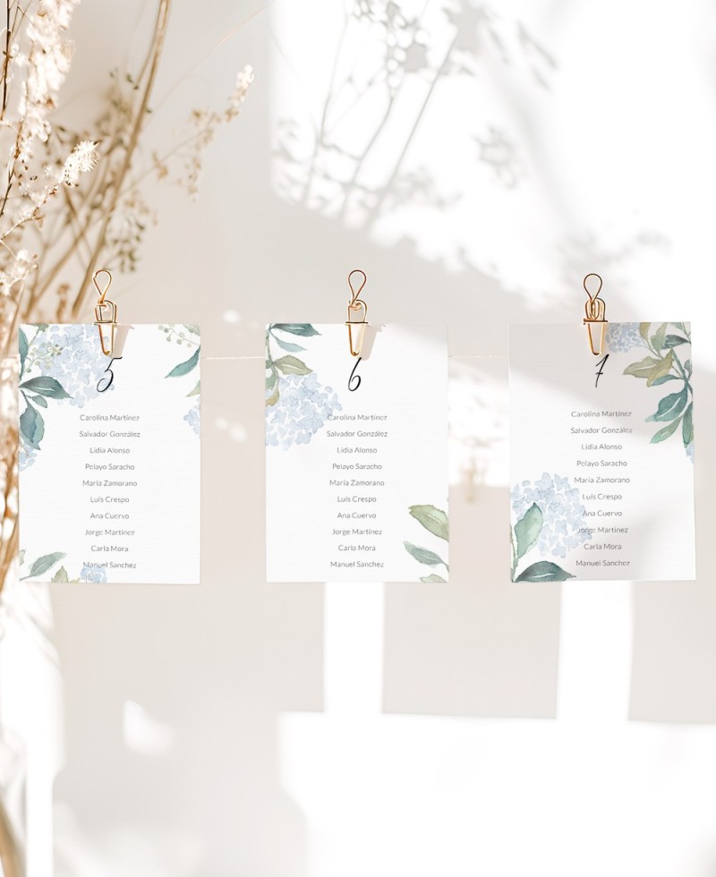 Blue Hydrangea Wedding Table Plan Blue Hydrangea Wedding Table Plan