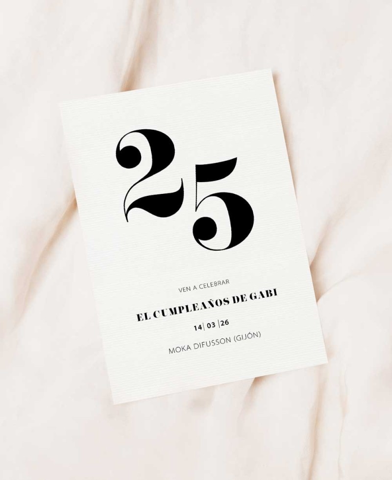 Invitation d’anniversaire typographie noir et blanc Invitation d’anniversaire typographie noir et blanc