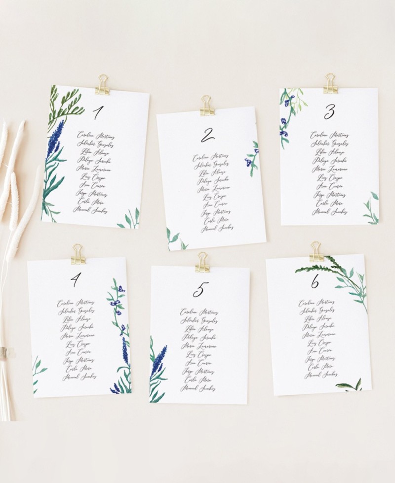 Sitzplan für Hochzeiten mit wilder Hyazinthe Sitzplan für Hochzeiten mit wilder Hyazinthe
