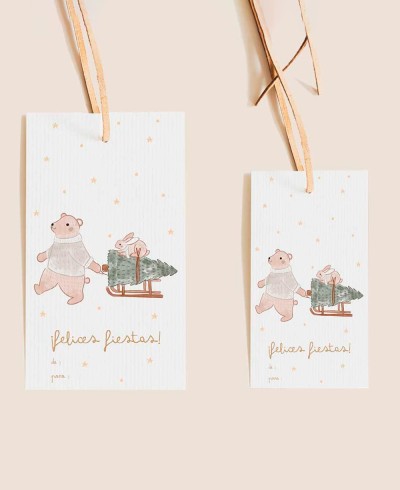 Tailles Étiquettes de Noël rectangulaires pour enfants