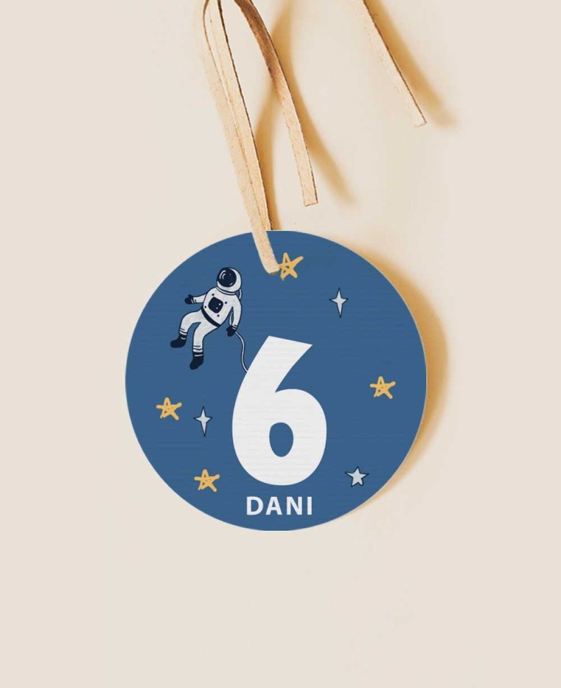 Round birthday label space sky Round birthday label space sky