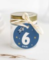 Circular label for astronaut space and stars birthday