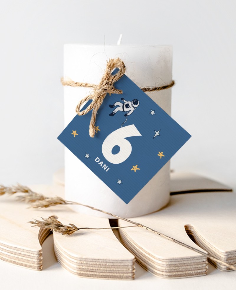 Quadrato Compleanno Spazio Pianeti e Stelle Etichette