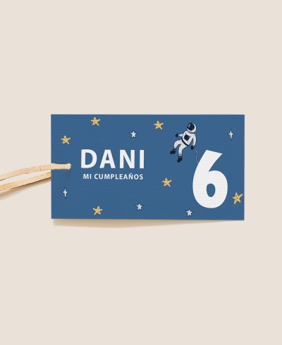 Etichetta rettangolare per stelle spaziali di compleanno