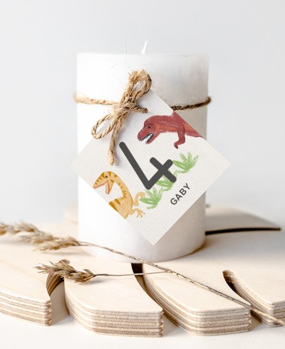 Square Dinosaur Birthday Labels