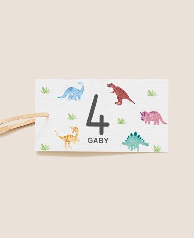 Etiqueta retangular para aniversários de dinossauros