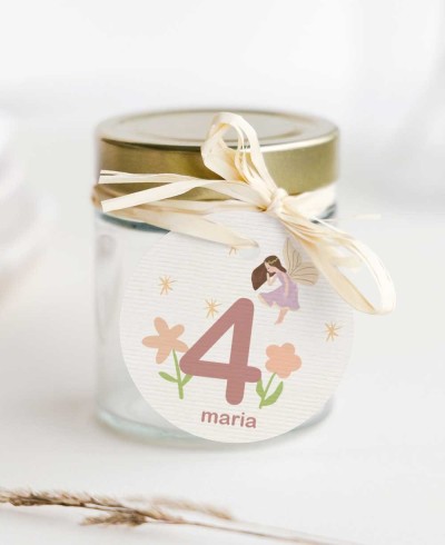 Etichetta circolare per il compleanno delle principesse unicorno