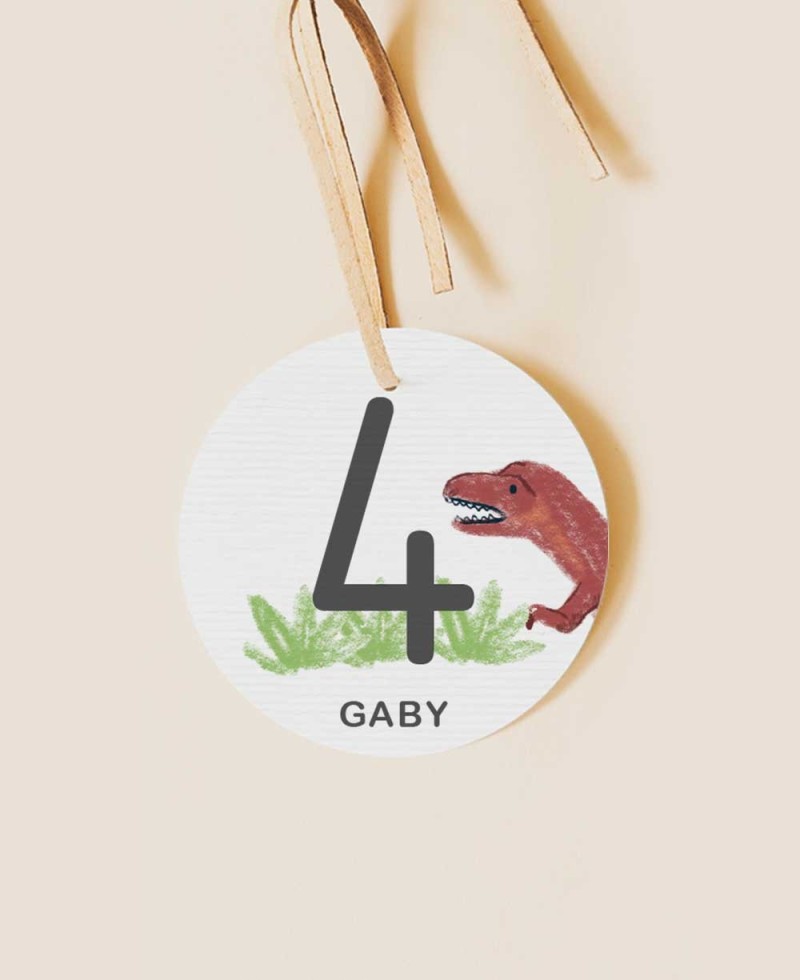 Etiqueta circular para aniversários de dinossauros Etiqueta circular para aniversários de dinossauros