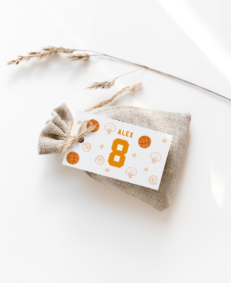 Rectangular Basketball Birthday Labels