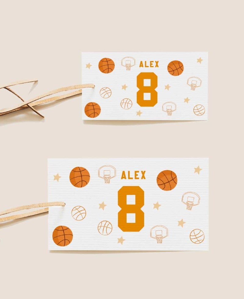 Sizes rectangular birthday basketball labels