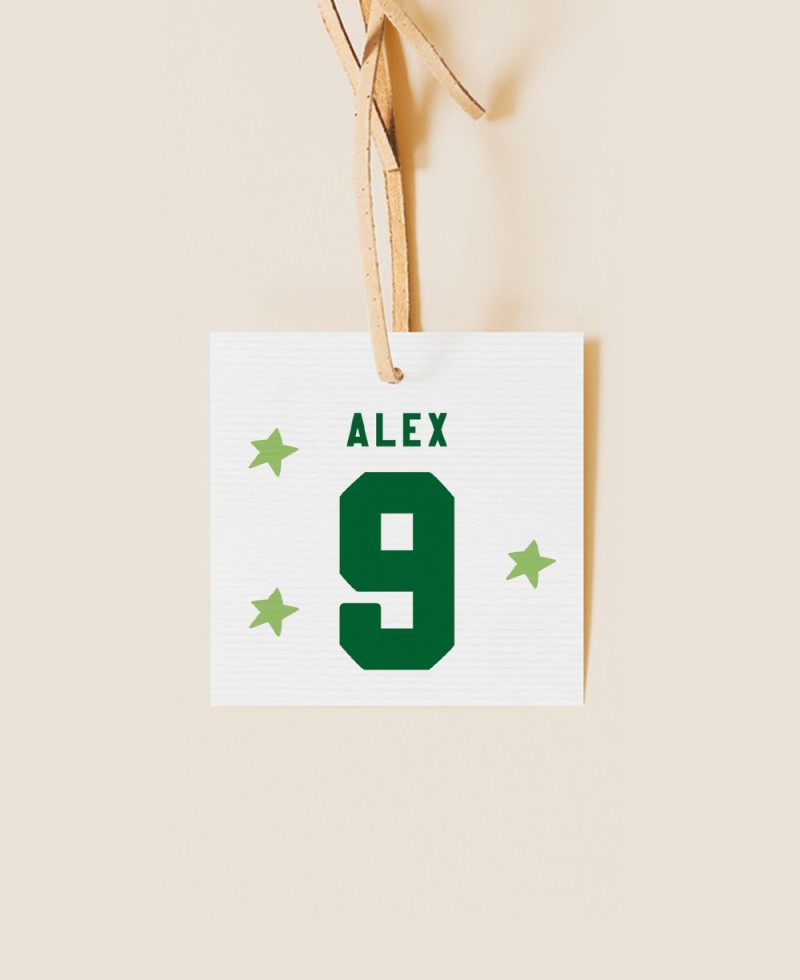 Etichetta quadrata per il calcio di compleanno Etichetta quadrata per il calcio di compleanno