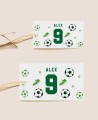 Tamaños etiquetas rectangulares cumpleaños fútbol