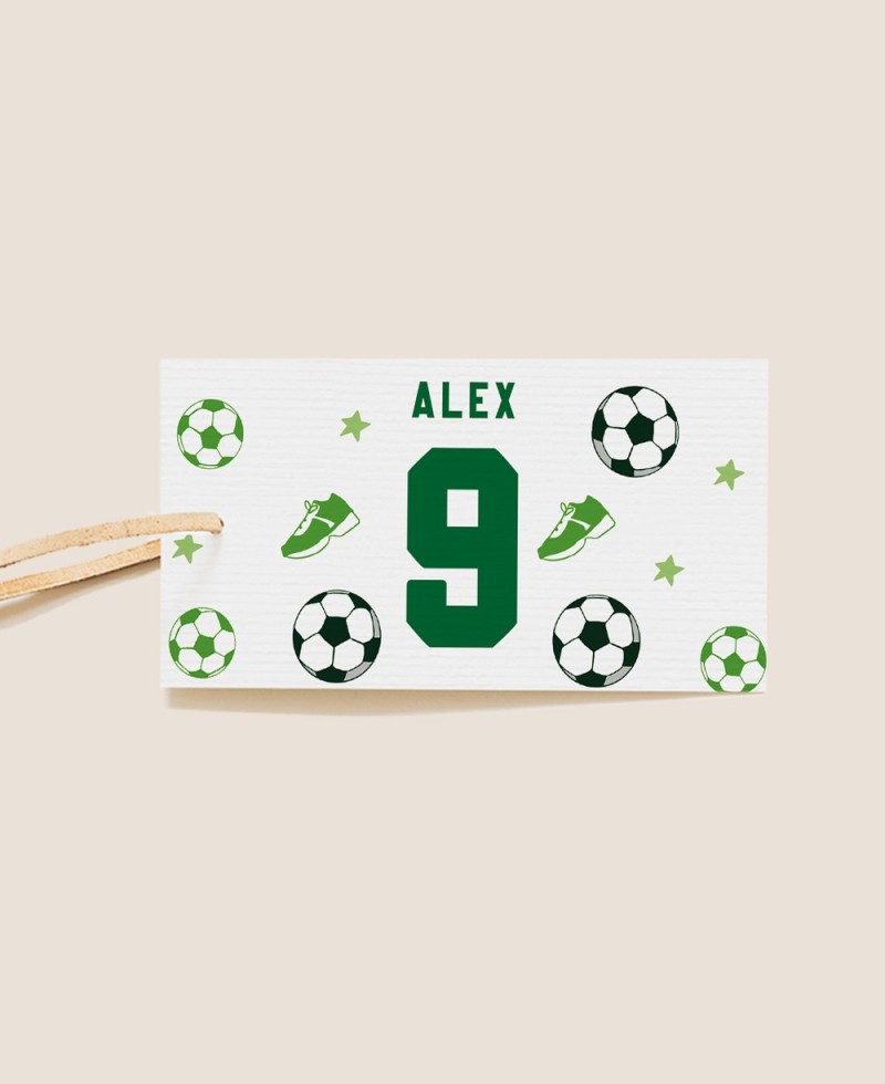Etiqueta rectangular para cumpleaños fútbol Etiqueta rectangular para cumpleaños fútbol