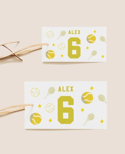 Taglie etichette da tennis rettangolari di compleanno