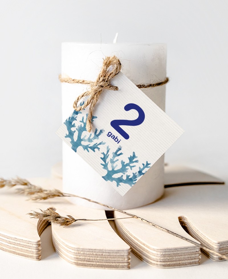 Étiquettes carrées d’anniversaire mer