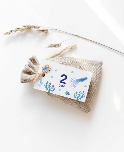 Étiquettes rectangulaires d’anniversaire de la mer