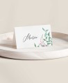 Platzhalter für die Hochzeit mit Efeu und Heidekraut