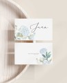 Blaue Hortensienpapier-Platzhalter für die Hochzeit
