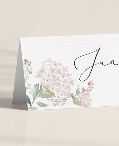 Elegante segnaposto da sposa ortensie rosa