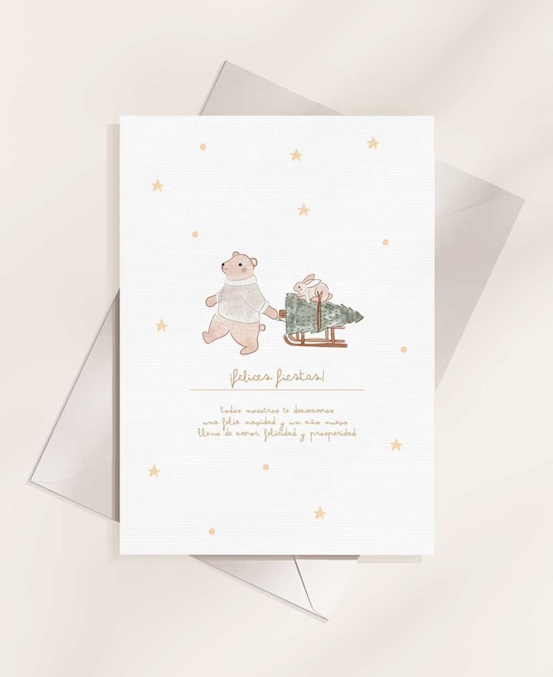 Indietro Auguri di Natale Orso Illustrazione Albero di Natale Indietro Auguri di Natale Orso Illustrazione Albero di Natale