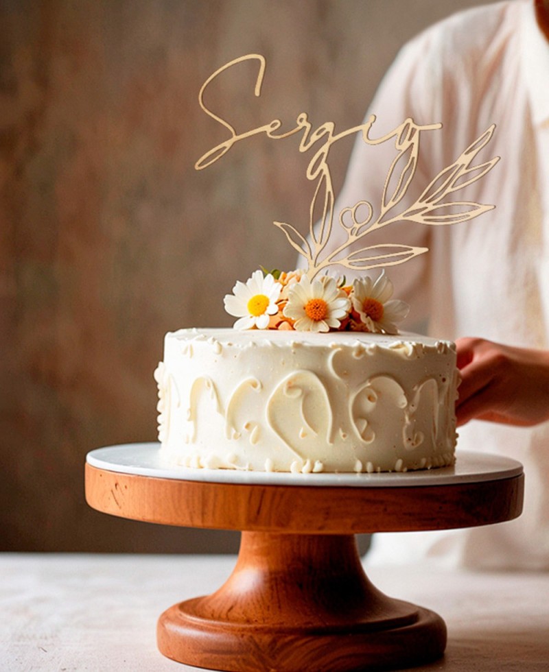 Vista general cake topper personalizado con nombre Vista general cake topper personalizado con nombre