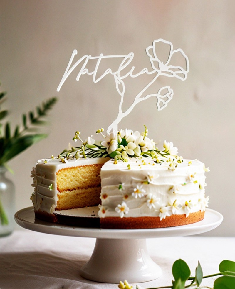 Vue d’ensemble cake topper personnalisé avec nom Vue d’ensemble cake topper personnalisé avec nom