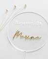 Zoom vista superior cake topper para 
fiestas de bienvenida