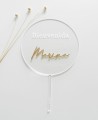 Vista superior cake topper para bienvenidas