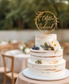 Overview custom cake topper with names on laurel wreath