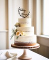 Vue d’ensemble Cake Topper personnalisé avec noms de couronnes de feuilles