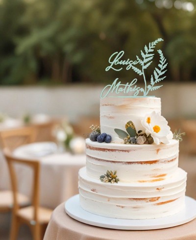Übersicht Custom Cake Topper mit Farnnamen und Zweigen