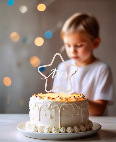 Visão geral Estrela Personalizada Cake Topper com Idade