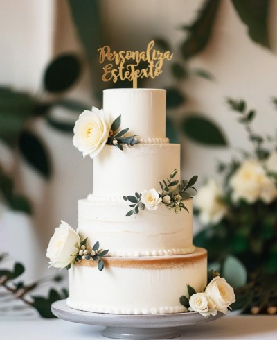 Visão geral do topper de bolo de texto personalizado tipo 1