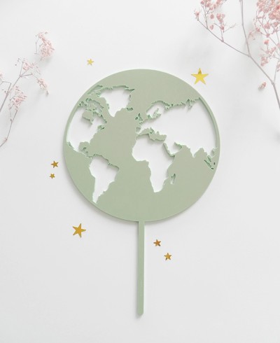 Vista superior cake topper planeta Tierra