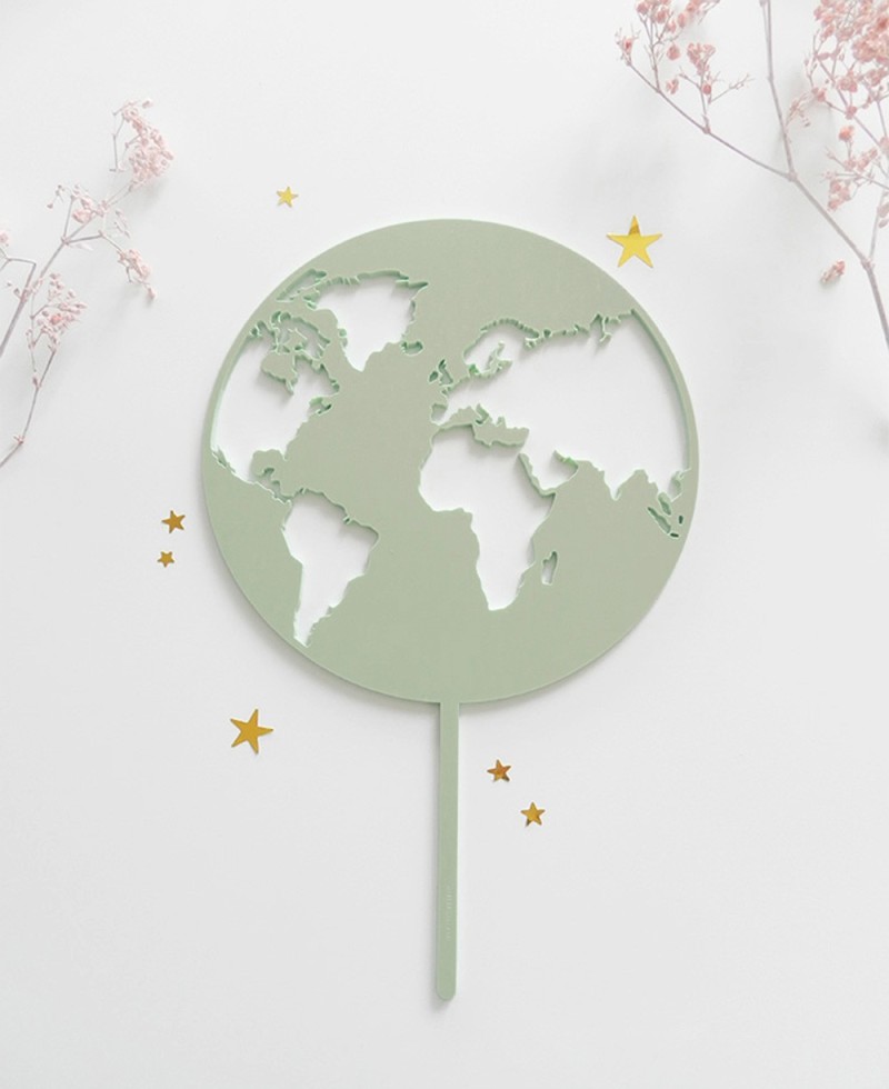 Vista superior cake topper planeta Tierra Vista superior cake topper planeta Tierra