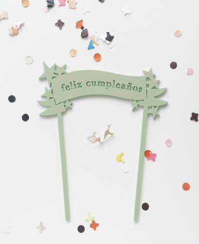 Vista superior cake topper para cumpleaños