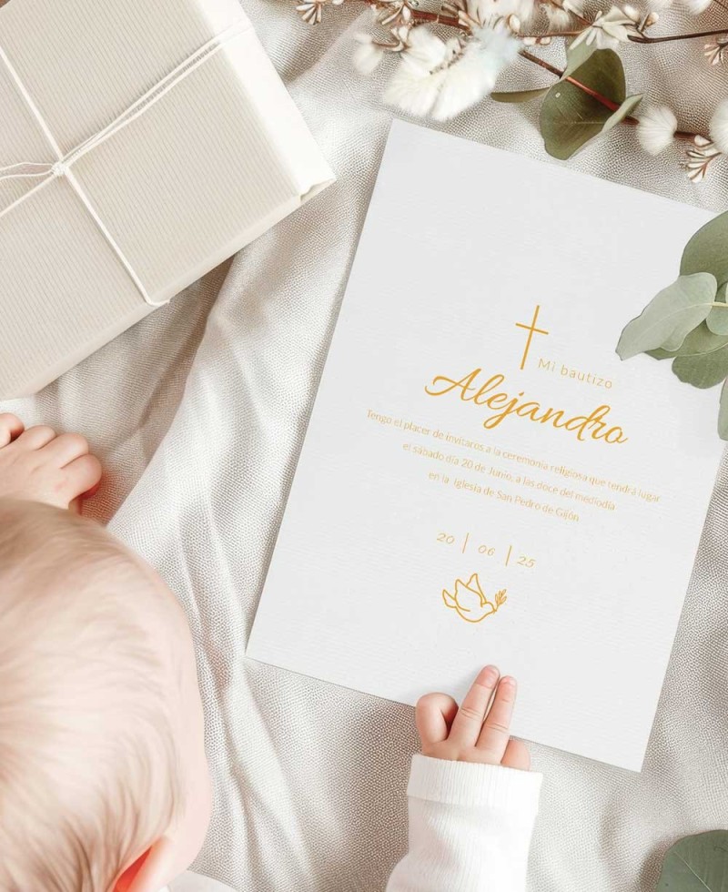 Classic invitation for baptism with cross Classic invitation for baptism with cross