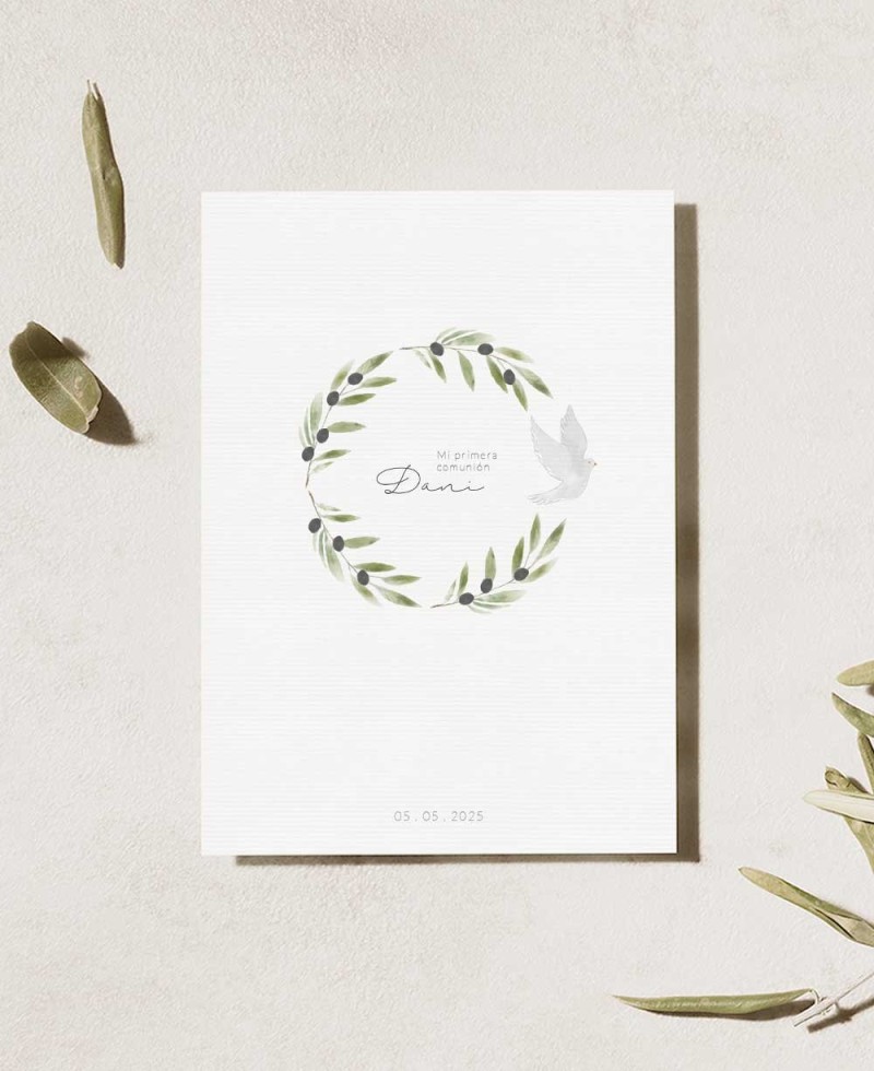 Back Botanical Olive Communion Invitations Back Botanical Olive Communion Invitations