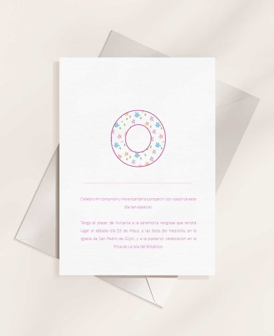 Retour Communion, Invitations, Initiales, Fleurs