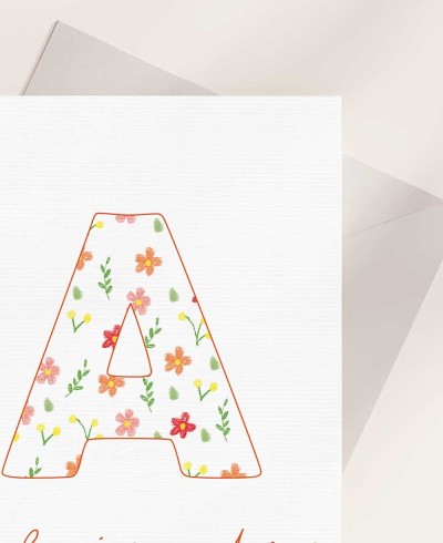 Zoom Einladung zur Taufe mit Initialen und Blumen Mädchen